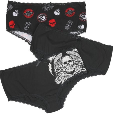 Lot de culottes  de Rock Rebel by EMP - Skulls & Details - S à XXL - pour Femme - noir - Rock Rebel by EMP