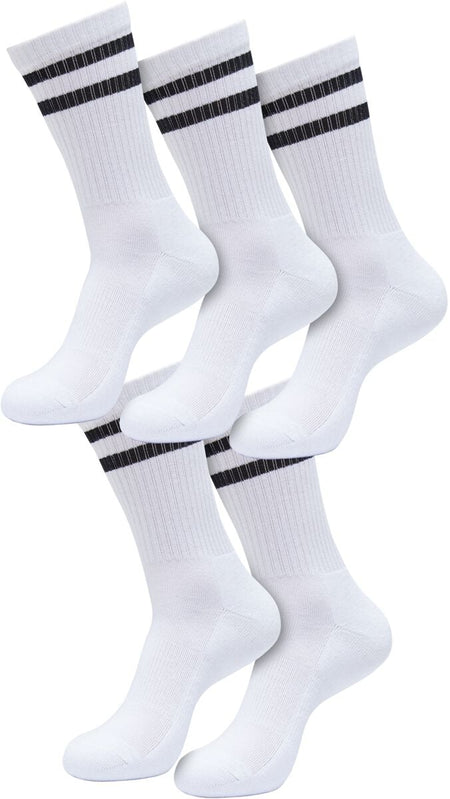 Chaussettes  de Urban Classics - Double Stripe Socks 5-Pack - EU35-38 à EU 43-46 - pour Unisexe - blanc/noir - Urban Classics