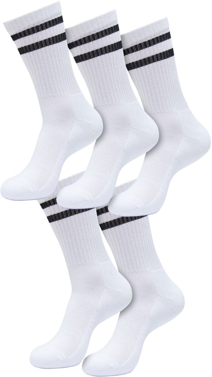 Chaussettes  de Urban Classics - Double Stripe Socks 5-Pack - EU35-38 à EU 43-46 - pour Unisexe - blanc/noir - Urban Classics