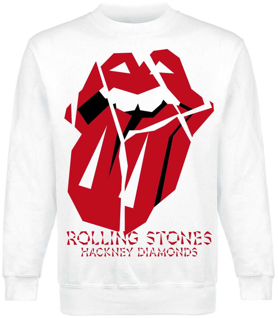 Sweat-shirt  de The Rolling Stones - Diamond Tongue White Crewneck - XL à XXL - pour Homme - blanc - The Rolling Stones