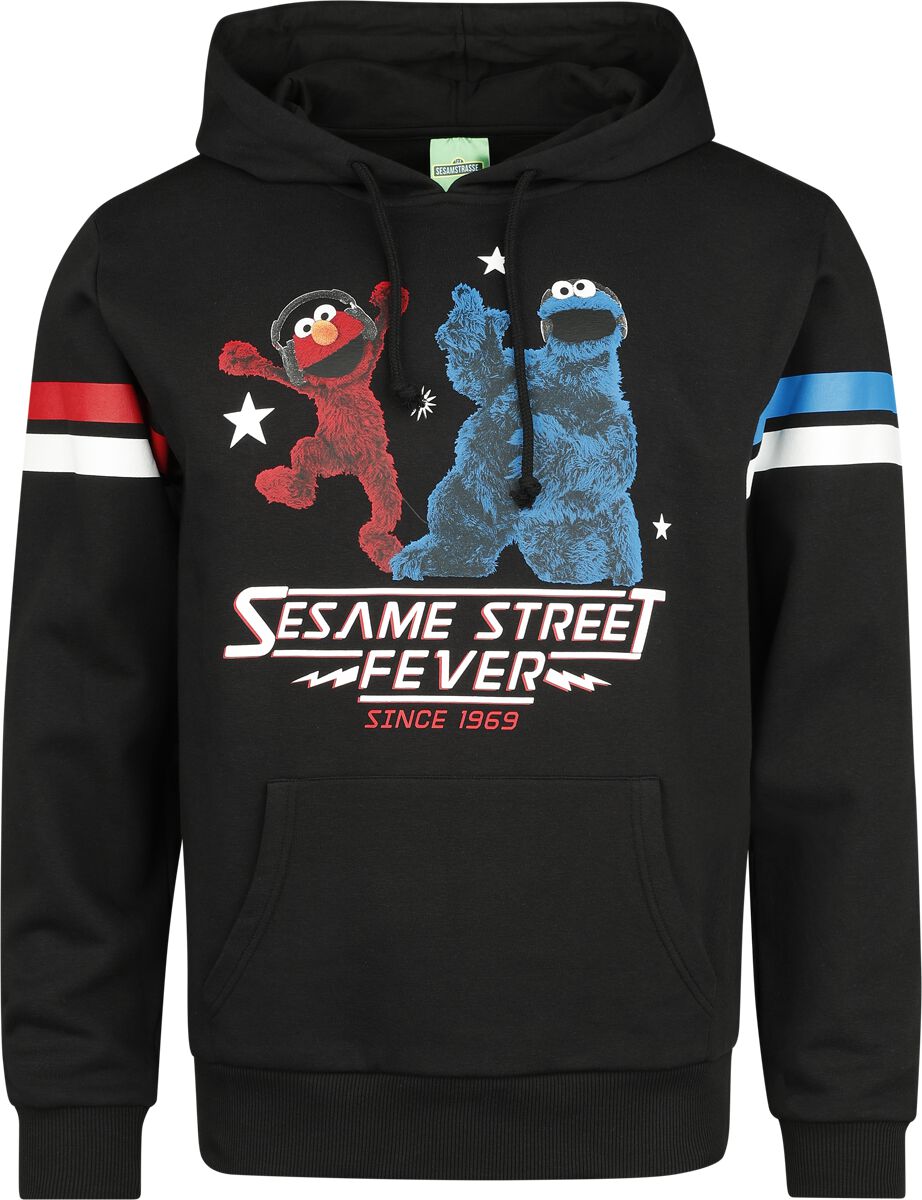 Sweat-shirt à capuche  de Sesame Street - Sesame Street Fever - Elmo & Cookie Monster - M - pour Homme - noir - Sesame Street