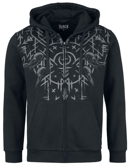 Sweat-shirt zippé à capuche  de Black Premium by EMP - Raven Skull Zipper Hoodie - S à XXL - pour Homme - noir - Black Premium by EMP
