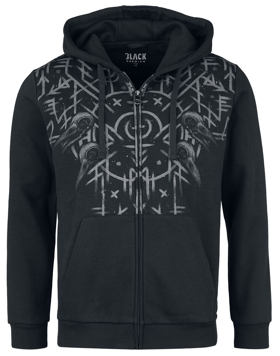 Sweat-shirt zippé à capuche  de Black Premium by EMP - Raven Skull Zipper Hoodie - S à XXL - pour Homme - noir - Black Premium by EMP