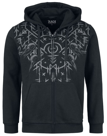 Sweat-shirt zippé à capuche  de Black Premium by EMP - Raven Skull Zipper Hoodie - S à XXL - pour Homme - noir - Black Premium by EMP