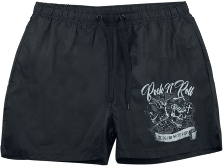 Short de bain Rockabilly de RnR Till Death - S à XL - pour Homme - noir - RnR Till Death