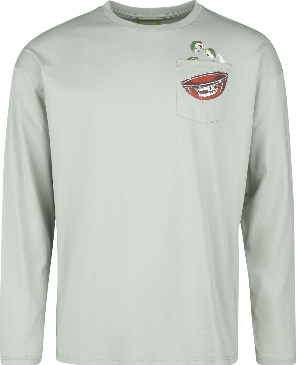 T-shirt manches longues  de RED by EMP - Longsleeve With Frontpocket And Small Print - S à M - pour Homme - vert clair - RED by EMP