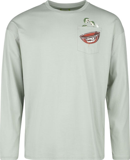 T-shirt manches longues  de RED by EMP - Longsleeve With Frontpocket And Small Print - S à M - pour Homme - vert clair - RED by EMP