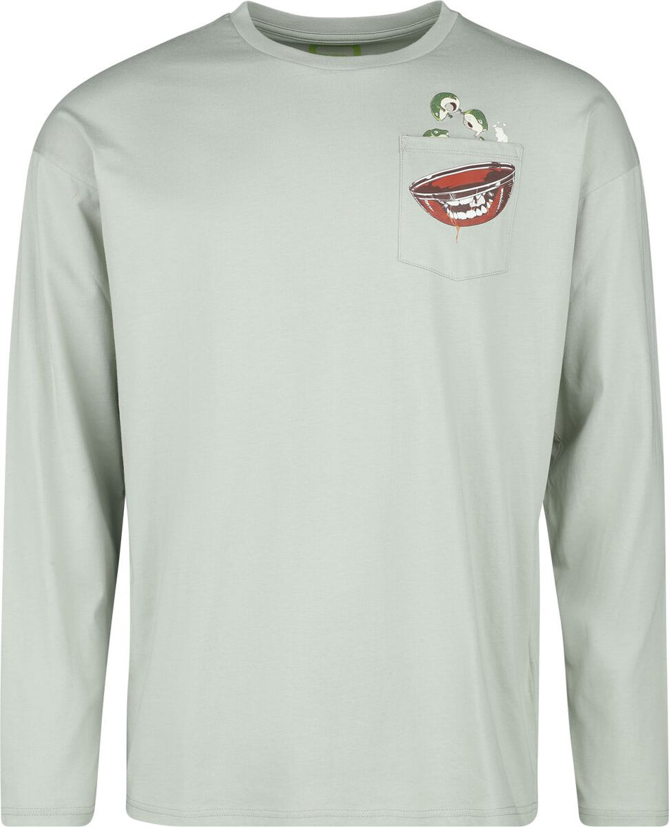 T-shirt manches longues  de RED by EMP - Longsleeve With Frontpocket And Small Print - S à M - pour Homme - vert clair - RED by EMP