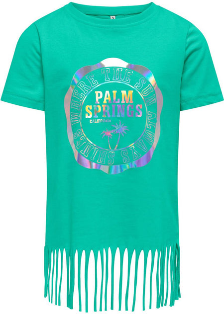T-shirt  de Kids ONLY - Kogalison - Haut Varsity Imprimé Métallisé - 122/128 - pour filles - vert - Kids ONLY