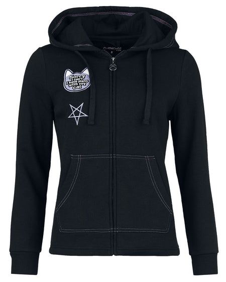 Sweat-shirt zippé à capuche Gothic de Gothicana by EMP - Sorry, I have plans with my cat - S à XL - pour Femme - noir - Gothicana by EMP