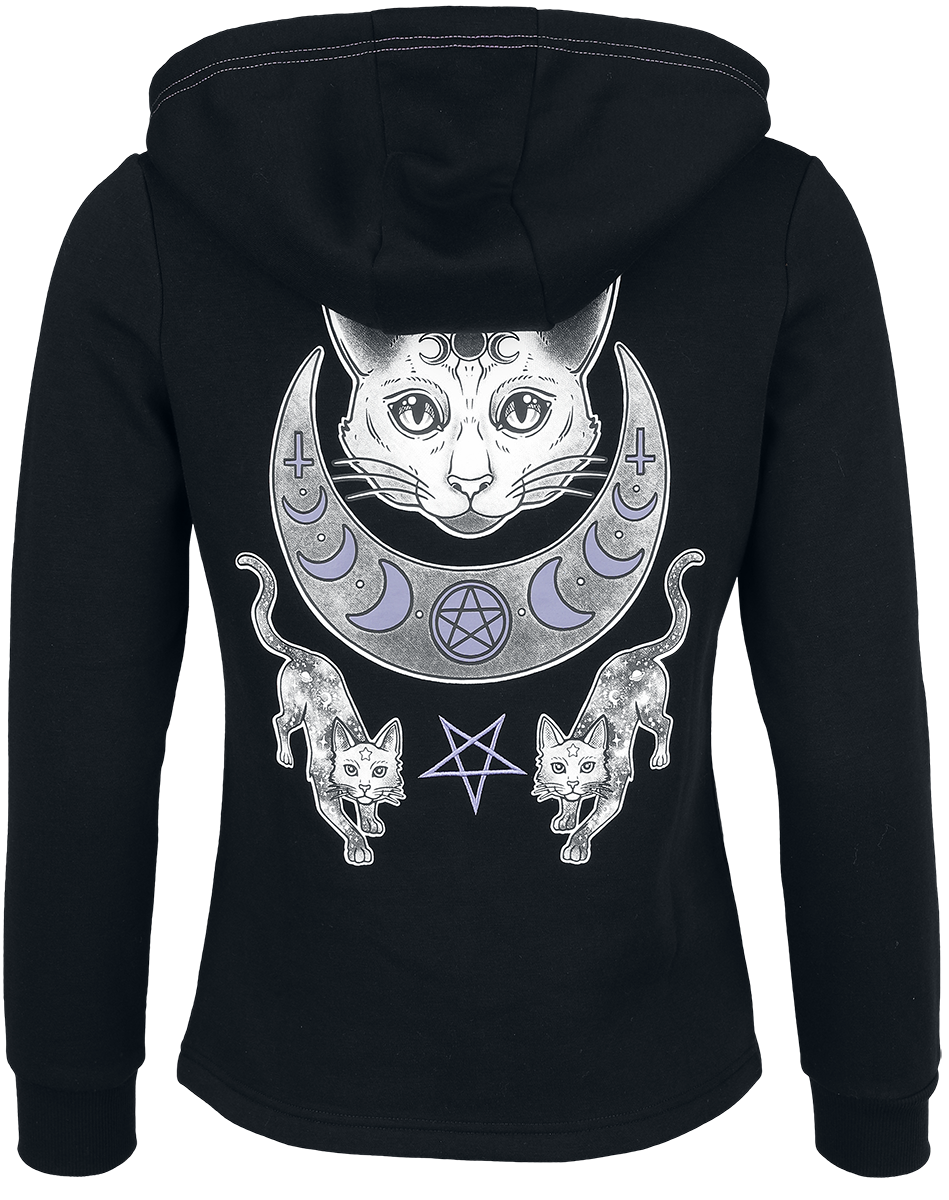 Sweat-shirt zippé à capuche Gothic de Gothicana by EMP - Sorry, I have plans with my cat - S à XL - pour Femme - noir - Gothicana by EMP - View 2