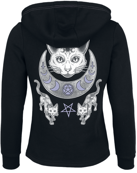Sweat-shirt zippé à capuche Gothic de Gothicana by EMP - Sorry, I have plans with my cat - S à XL - pour Femme - noir - Gothicana by EMP - View 2