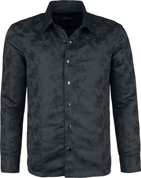 Chemise manches longues Gothic de Gothicana by EMP - Woven Rose Shirt - S à XXL - pour Homme - noir - Gothicana by EMP