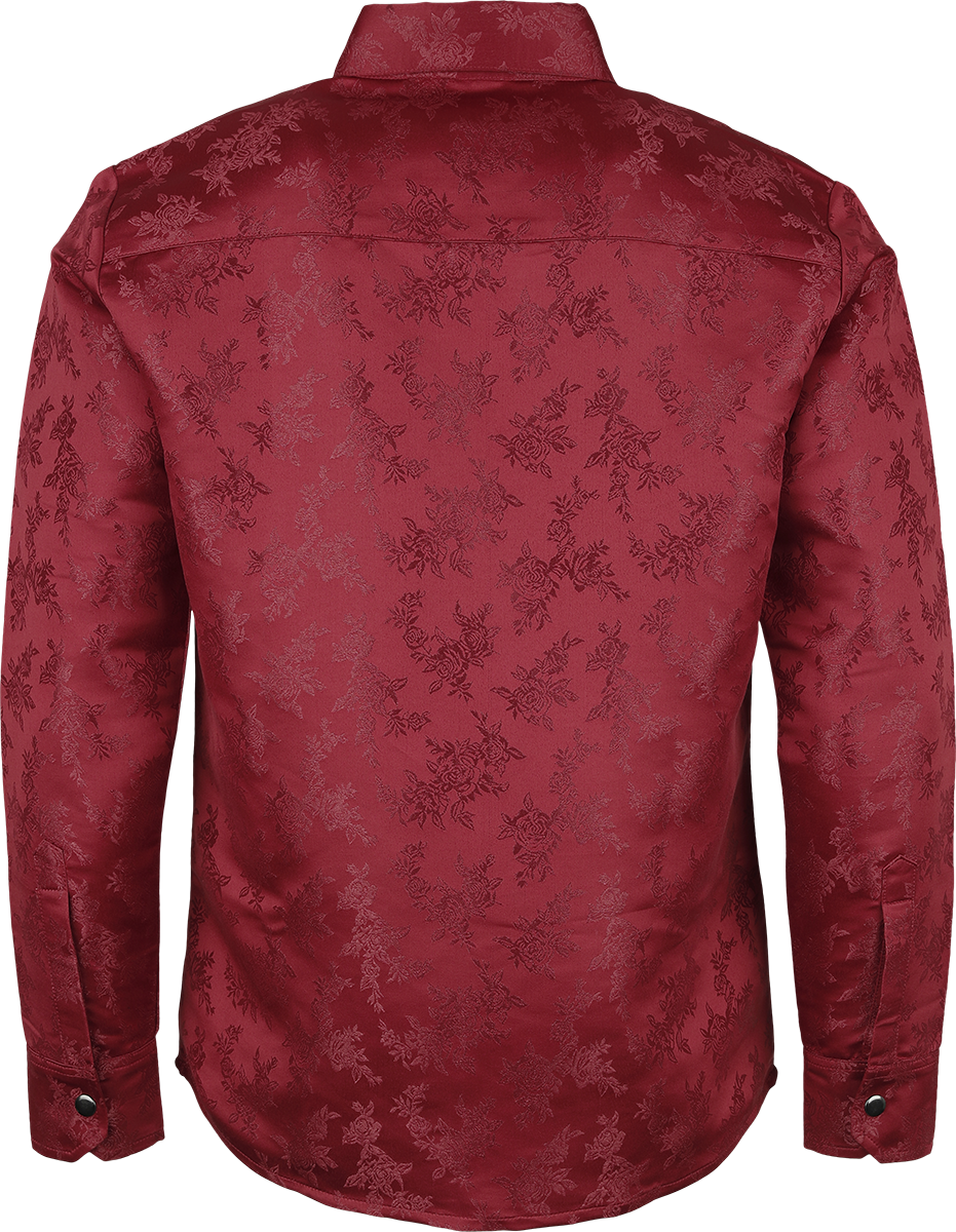Chemise manches longues Gothic de Gothicana by EMP - Woven Rose Shirt - XL - pour Homme - rouge foncé - Gothicana by EMP - View 2