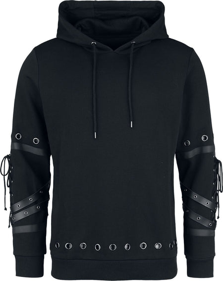 Sweat-shirt à capuche Gothic de Gothicana by EMP - Sweat à Capuche Rivets & Détails Simili Cuir - S à XXL - pour Homme - noir - Gothicana by EMP