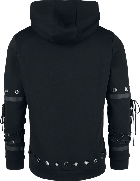 Sweat-shirt à capuche Gothic de Gothicana by EMP - Sweat à Capuche Rivets & Détails Simili Cuir - S à XXL - pour Homme - noir - Gothicana by EMP - View 2