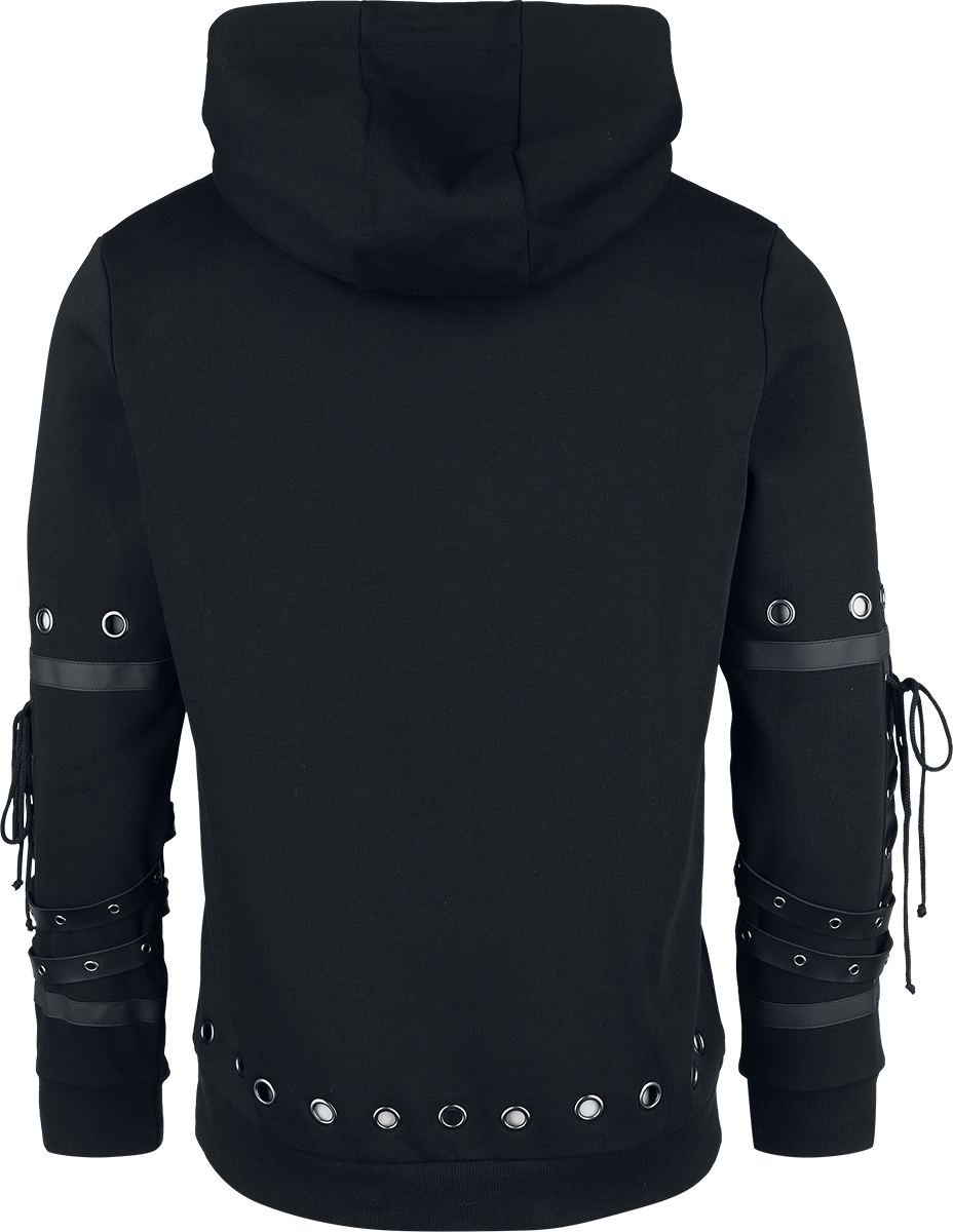 Sweat-shirt à capuche Gothic de Gothicana by EMP - Sweat à Capuche Rivets & Détails Simili Cuir - S à XXL - pour Homme - noir - Gothicana by EMP - View 2