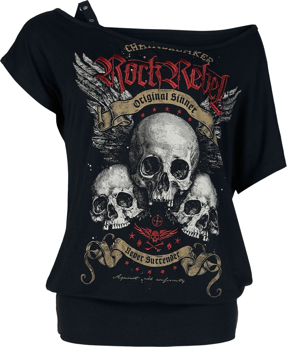 T-Shirt Manches courtes  de Rock Rebel by EMP - L - pour Femme - noir - Rock Rebel by EMP