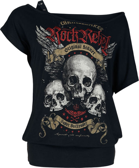 T-Shirt Manches courtes  de Rock Rebel by EMP - S à XXL - pour Femme - noir - Rock Rebel by EMP