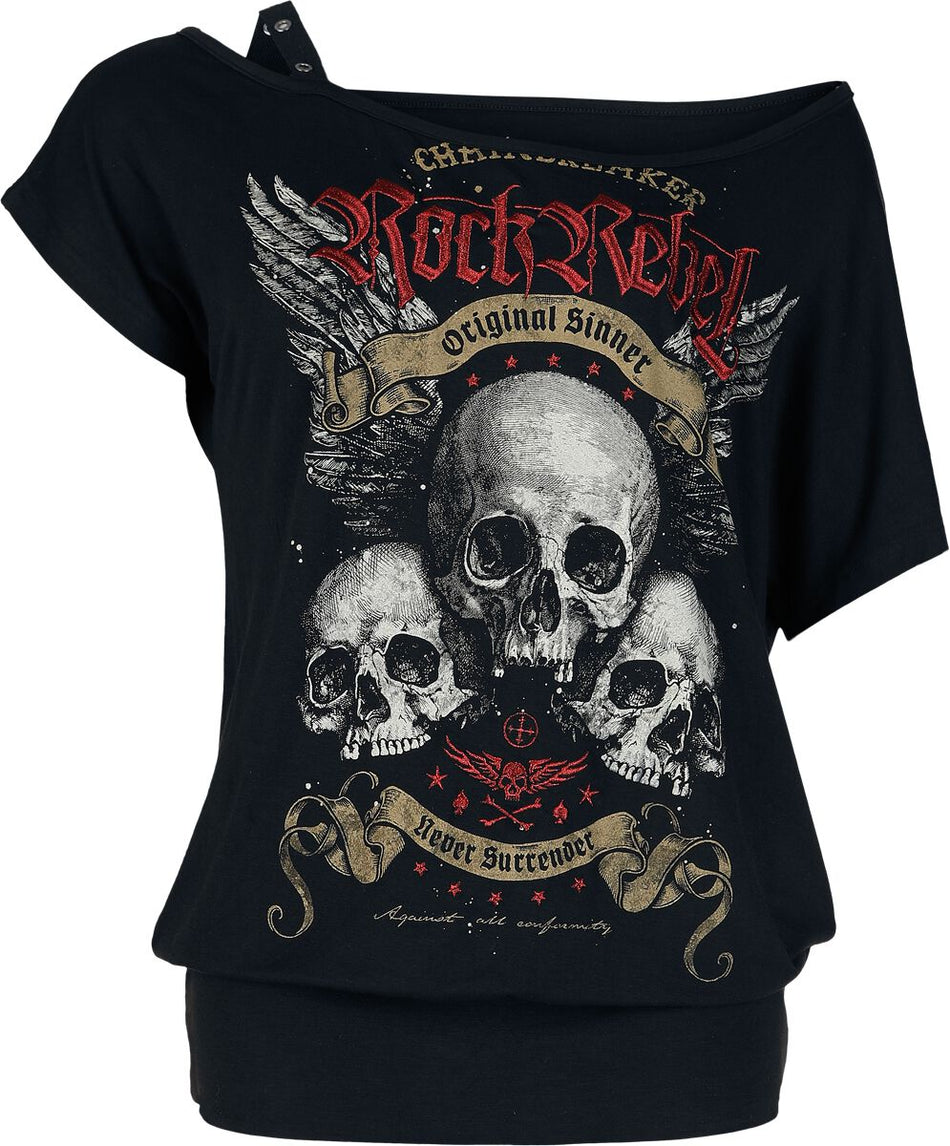 T-Shirt Manches courtes  de Rock Rebel by EMP - S à XXL - pour Femme - noir - Rock Rebel by EMP
