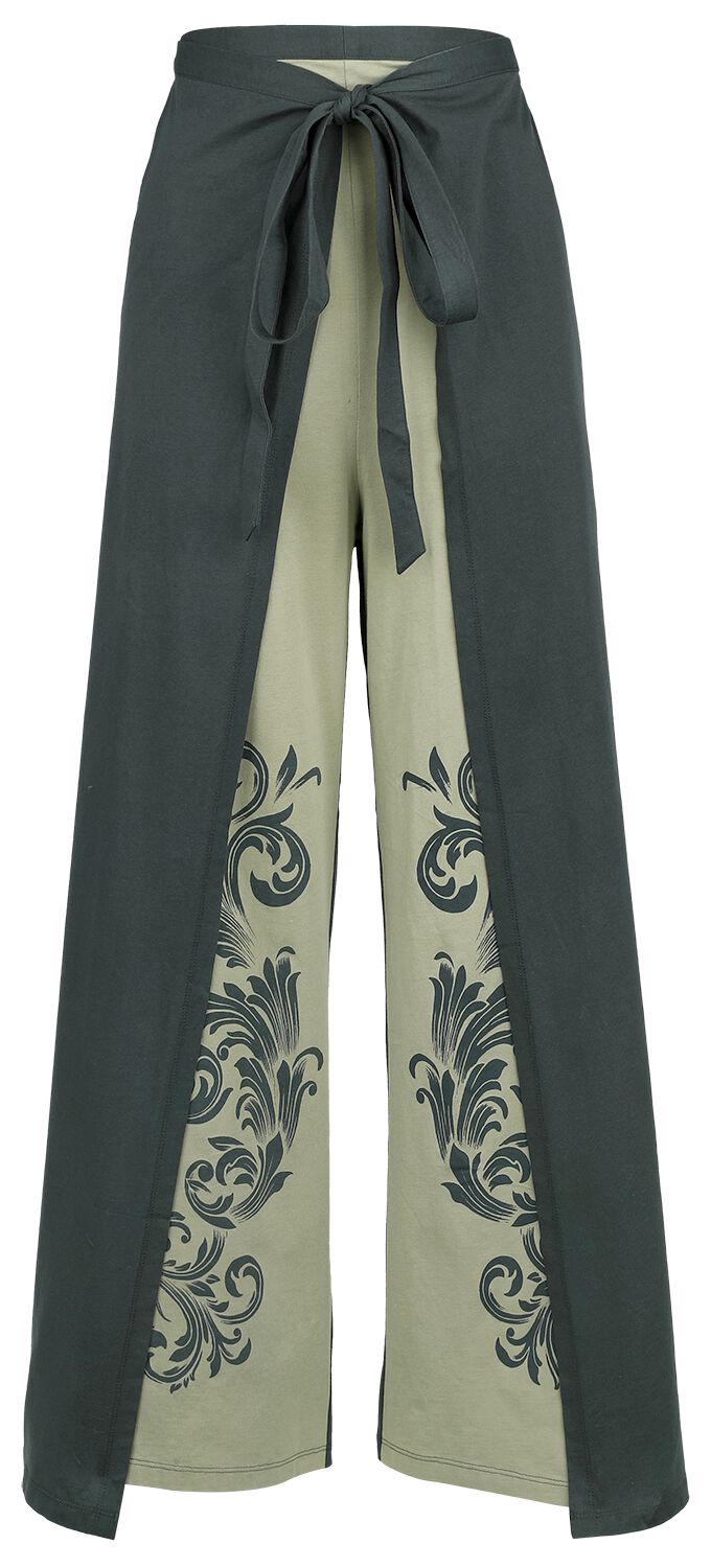 Pantalon en toile  de Black Premium by EMP - Pantalon Wrap à Motifs - S-M à XXL-3XL - pour Femme - vert foncé - Black Premium by EMP