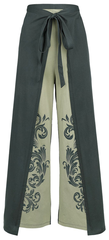 Pantalon en toile  de Black Premium by EMP - Pantalon Wrap à Motifs - S-M à XXL-3XL - pour Femme - vert foncé - Black Premium by EMP