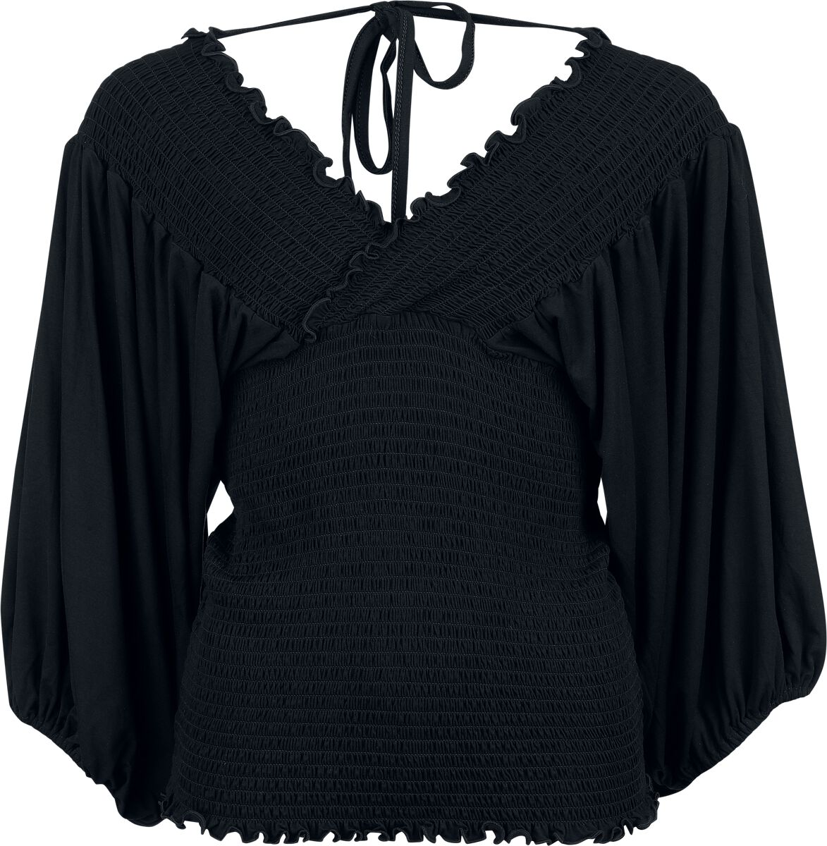 T-shirt manches longues  de Black Premium by EMP - Haut Froncé Manches Longues - S à XXL - pour Femme - noir - Black Premium by EMP