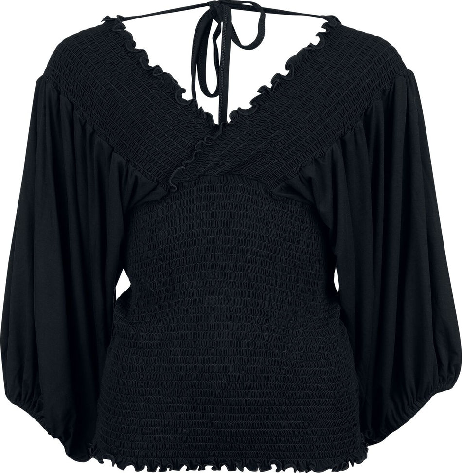 T-shirt manches longues  de Black Premium by EMP - Haut Froncé Manches Longues - S à XXL - pour Femme - noir - Black Premium by EMP