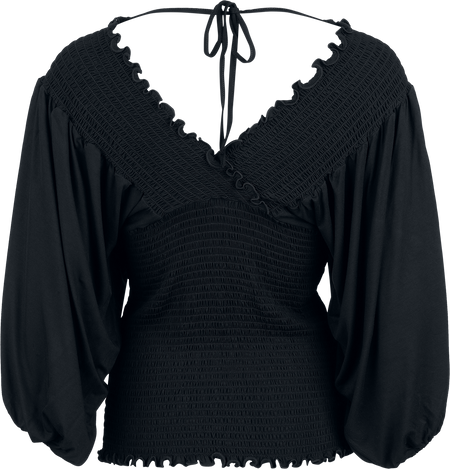 T-shirt manches longues  de Black Premium by EMP - Haut Froncé Manches Longues - S à XXL - pour Femme - noir - Black Premium by EMP - View 2