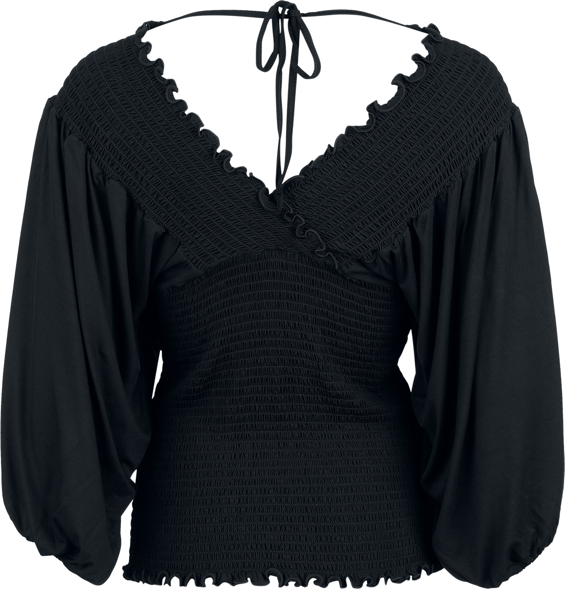 T-shirt manches longues  de Black Premium by EMP - Haut Froncé Manches Longues - S à XXL - pour Femme - noir - Black Premium by EMP - View 2