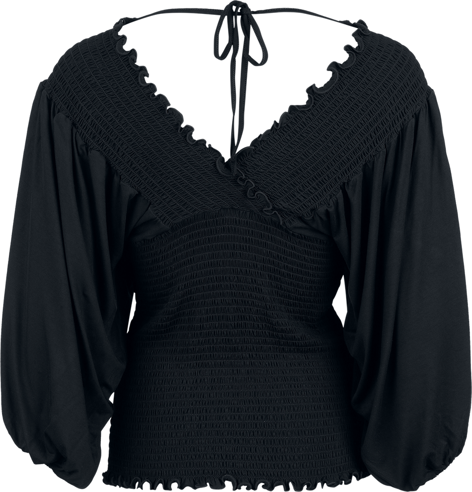 T-shirt manches longues  de Black Premium by EMP - Haut Froncé Manches Longues - S à XXL - pour Femme - noir - Black Premium by EMP - View 2