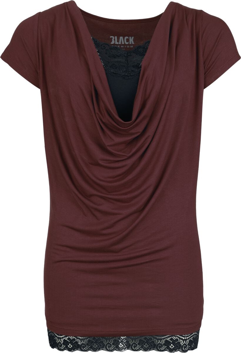 T-Shirt Manches courtes  de Black Premium by EMP - T-Shirt & Débardeur - Lot de 2 - S à XL - pour Femme - bordeaux/noir - Black Premium by EMP