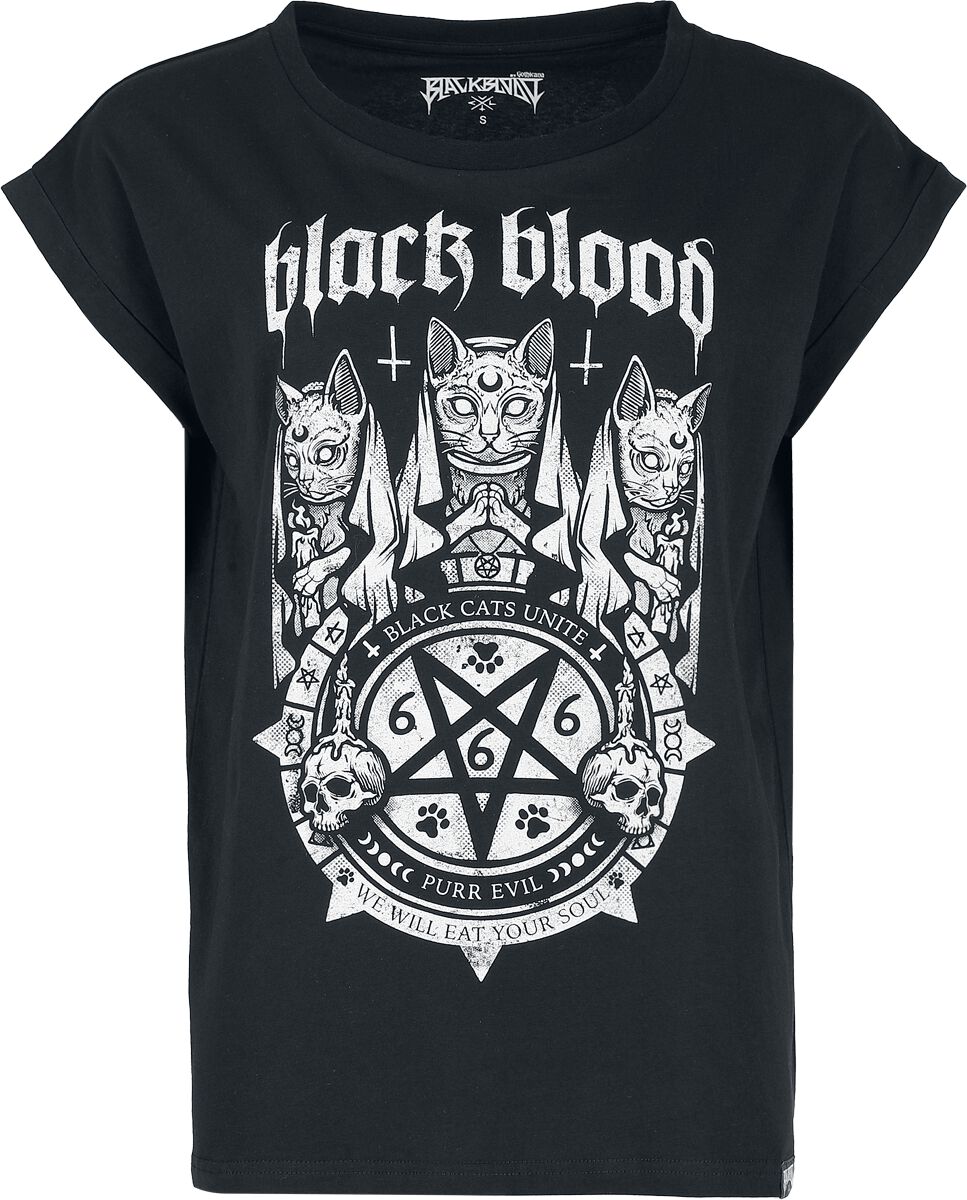 T-Shirt Manches courtes  de Black Blood by Gothicana - Black Cat's Unite - T-shirt - S à XL - pour Femme - noir - Black Blood by Gothicana