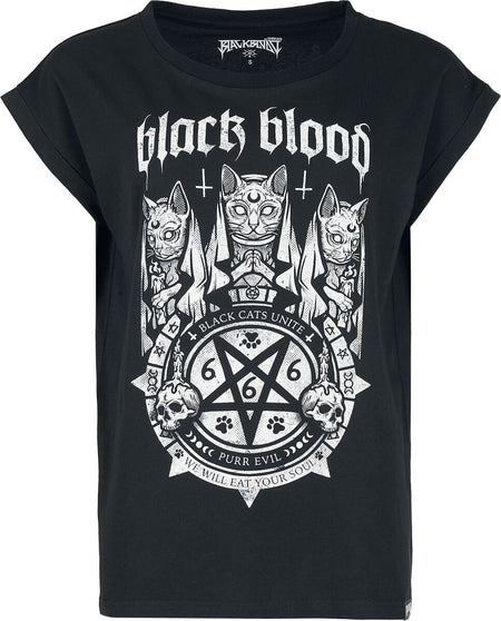 T-Shirt Manches courtes  de Black Blood by Gothicana - Black Cat's Unite - T-shirt - S à XL - pour Femme - noir - Black Blood by Gothicana