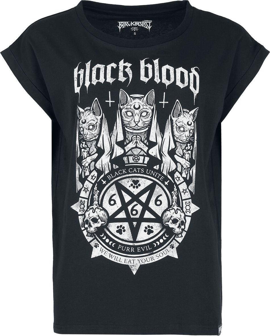 T-Shirt Manches courtes  de Black Blood by Gothicana - Black Cat's Unite - T-shirt - S à XL - pour Femme - noir - Black Blood by Gothicana