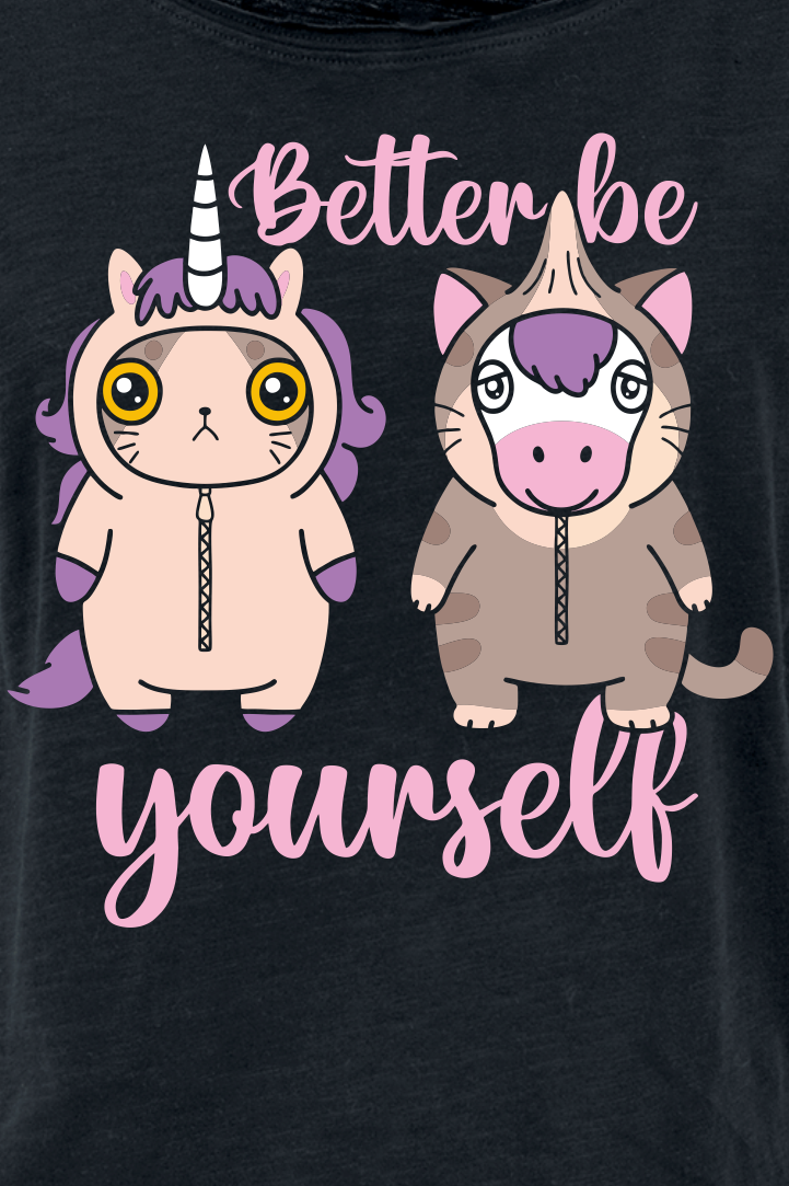 T-Shirt Manches courtes Unicorn de Tierisch - Einhorn - Katze - Better Be Yourself - S à XL - pour Femme - noir - Tierisch - View 2