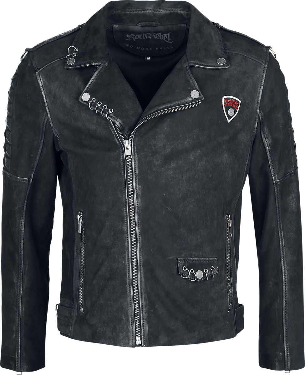 Veste en cuir  de Rock Rebel by EMP - S à XXL - pour Homme - noir - Rock Rebel by EMP