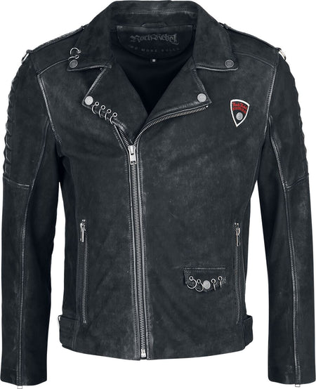 Veste en cuir  de Rock Rebel by EMP - S à XXL - pour Homme - noir - Rock Rebel by EMP