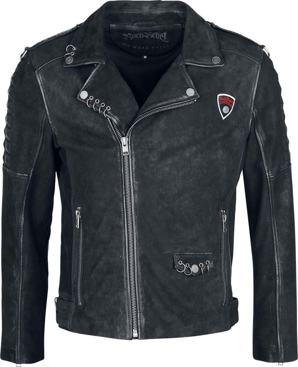 Veste en cuir  de Rock Rebel by EMP - S à XXL - pour Homme - noir - Rock Rebel by EMP