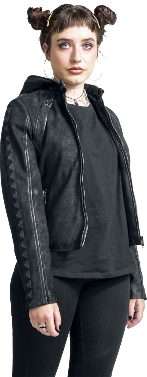 Veste en cuir  de Rock Rebel by EMP - S à XXL - pour Femme - noir - Rock Rebel by EMP