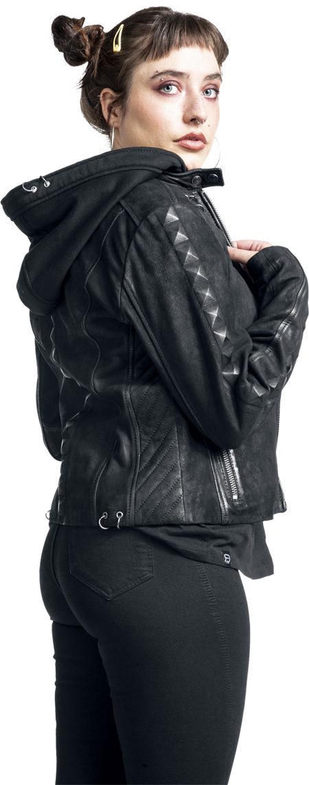 Veste en cuir  de Rock Rebel by EMP - S à XXL - pour Femme - noir - Rock Rebel by EMP - View 2