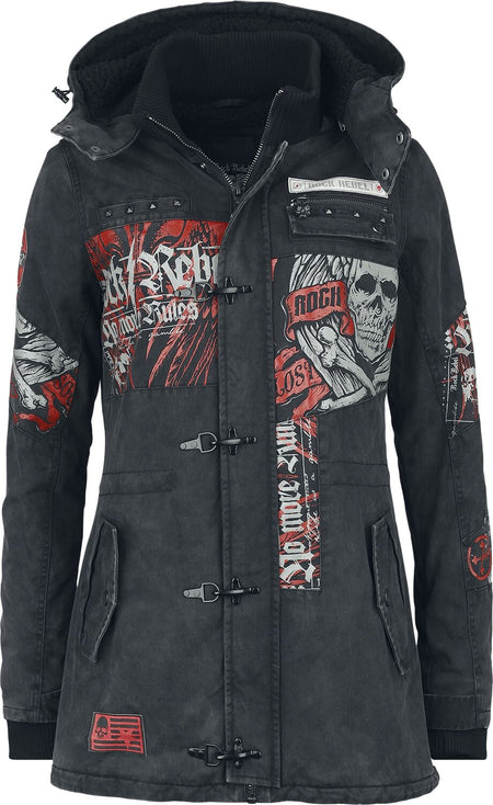 Veste d'hiver  de Rock Rebel by EMP - She Rules - S à XXL - pour Femme - gris - Rock Rebel by EMP