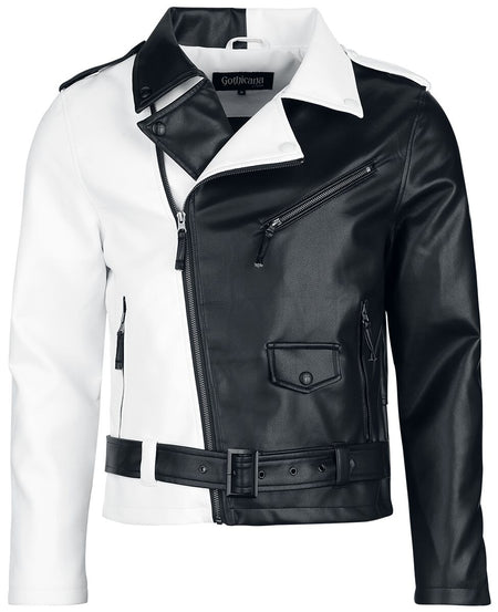 Veste en imitation cuir  de Gothicana by EMP - Jacket in Black and White - S à XXL - pour Homme - noir/blanc - Gothicana by EMP