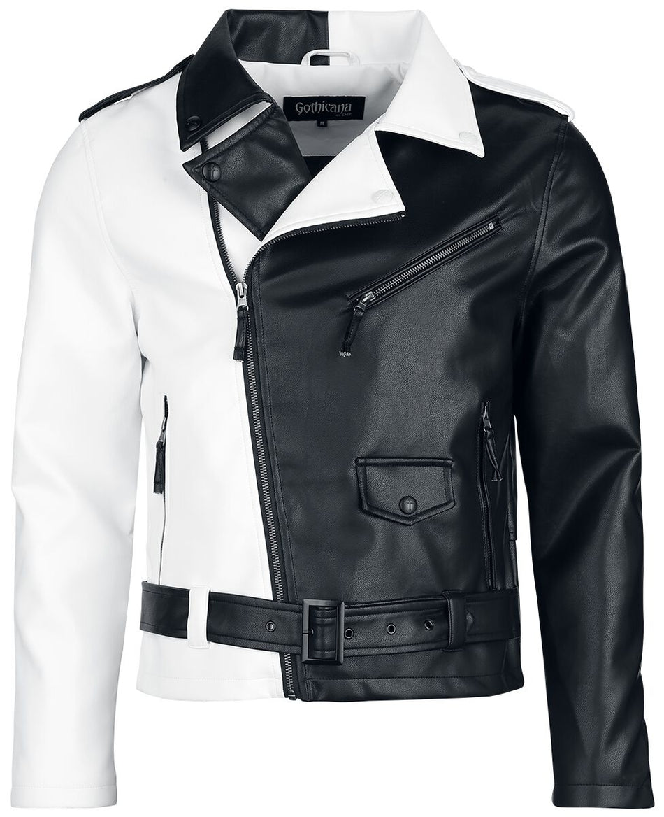 Veste en imitation cuir  de Gothicana by EMP - Jacket in Black and White - S à XXL - pour Homme - noir/blanc - Gothicana by EMP