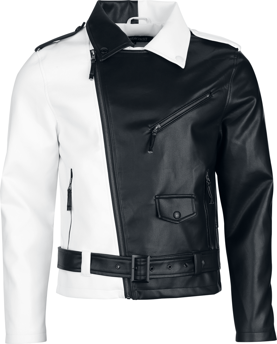 Veste en imitation cuir  de Gothicana by EMP - Jacket in Black and White - S à XXL - pour Homme - noir/blanc - Gothicana by EMP - View 2