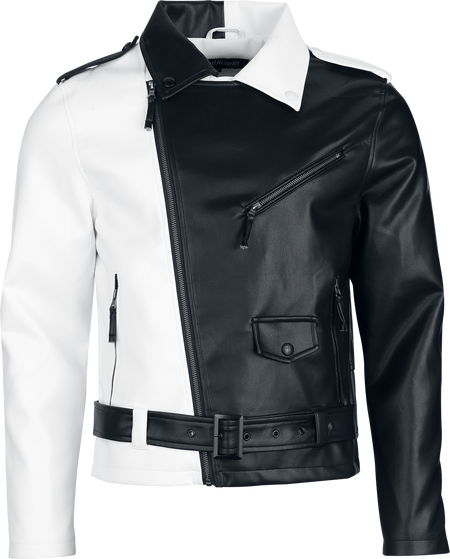 Veste en imitation cuir  de Gothicana by EMP - Jacket in Black and White - S à XXL - pour Homme - noir/blanc - Gothicana by EMP - View 2