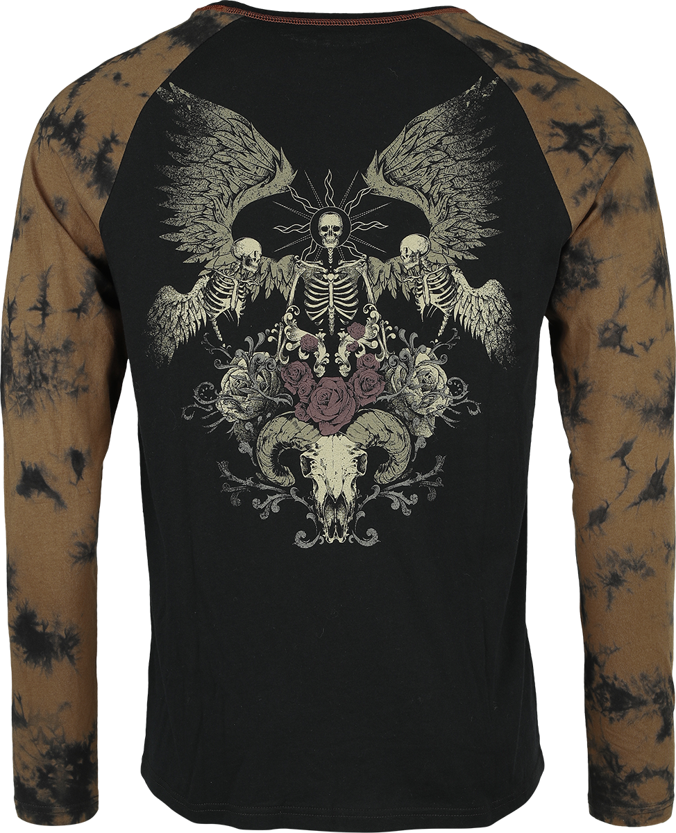 T-shirt manches longues  de Rock Rebel by EMP - Haut Tie Dye avec Imprimé dans le Dos - M à XXL - pour Homme - noir/beige - Rock Rebel by EMP - View 2