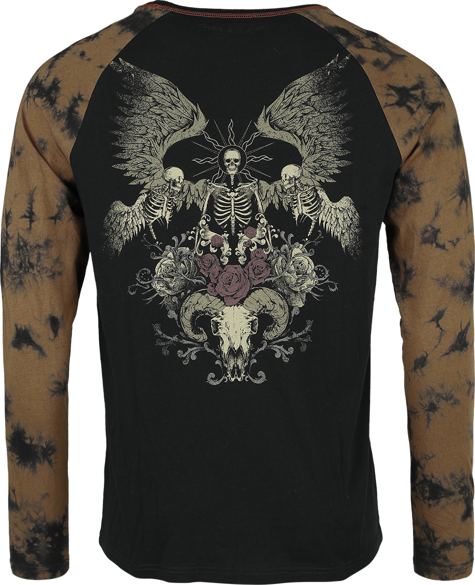 T-shirt manches longues  de Rock Rebel by EMP - Haut Tie Dye avec Imprimé dans le Dos - M à XXL - pour Homme - noir/beige - Rock Rebel by EMP - View 2