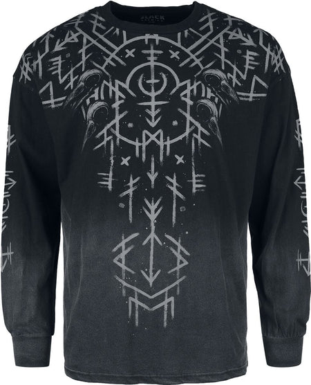 T-shirt manches longues  de Black Premium by EMP - relaxed fit Longsleeve With Runes Print - M à XXL - pour Homme - noir/gris - Black Premium by EMP