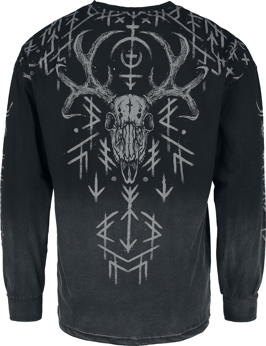 T-shirt manches longues  de Black Premium by EMP - relaxed fit Longsleeve With Runes Print - M à XXL - pour Homme - noir/gris - Black Premium by EMP - View 2